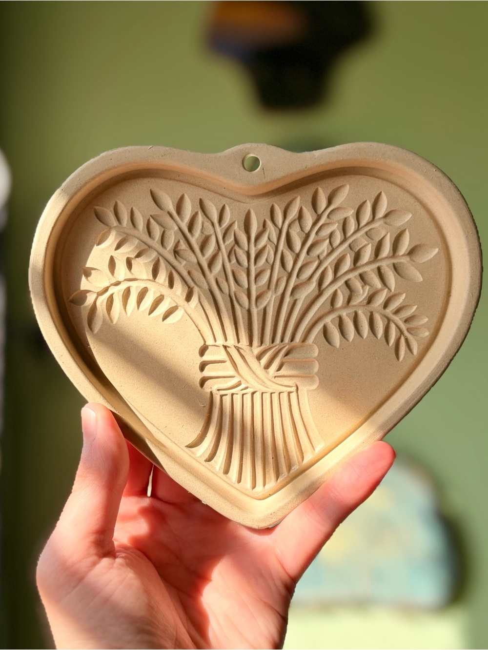 Pampered Chef Wheat Bundle Heart Shaped Cookie Stamp Press Vintage Piece 2004
